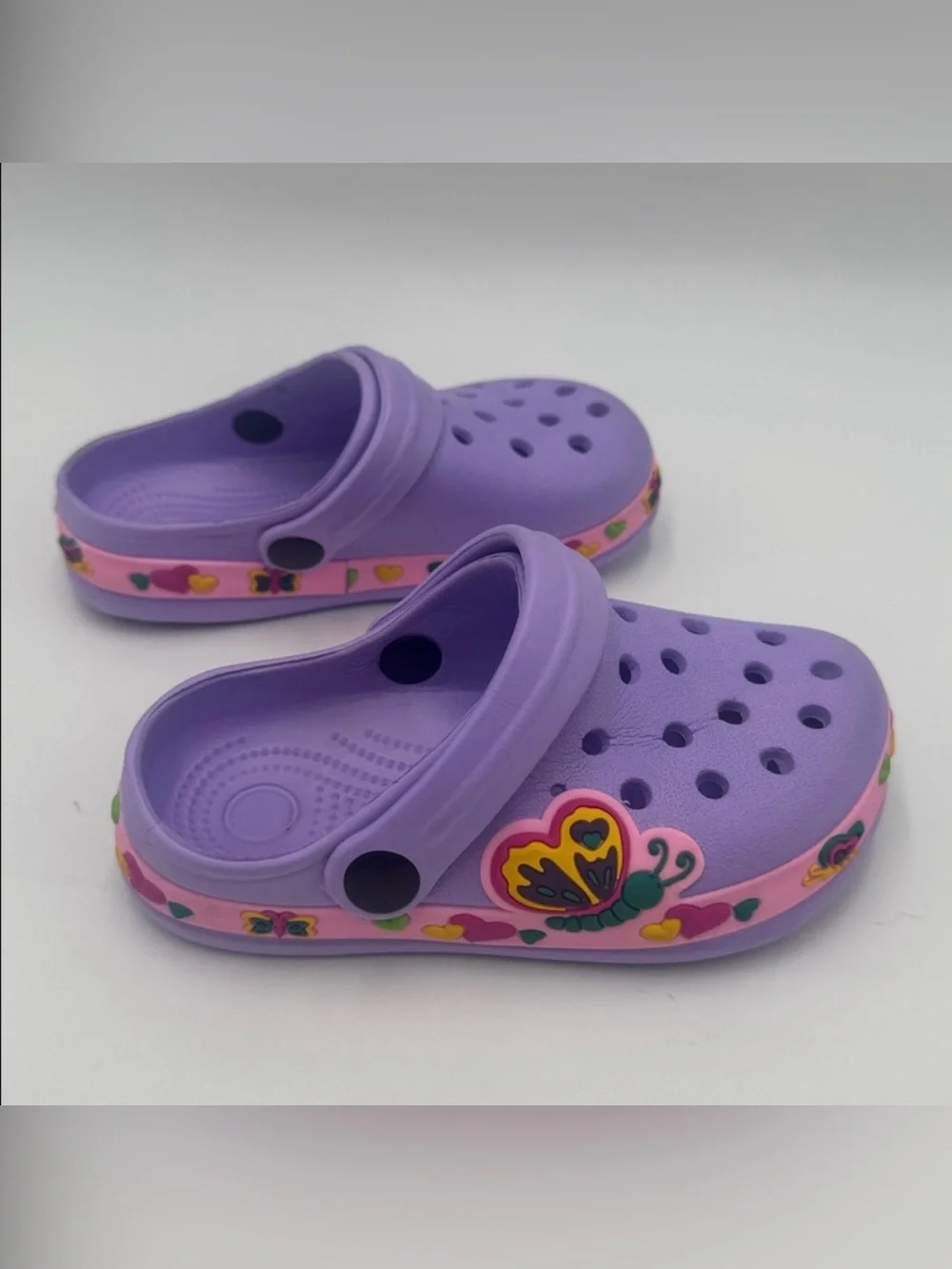 Kids Purple Butterfly Clog Sandals - Brand